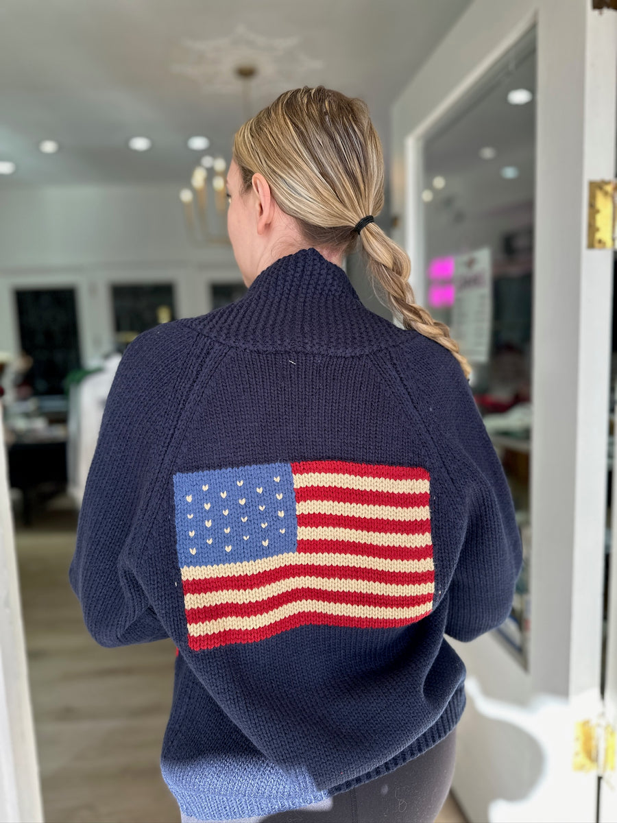 American Creation top USA Flag Turtleneck M