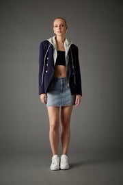 Helen Double Breasted Blazer in Navy and Heather