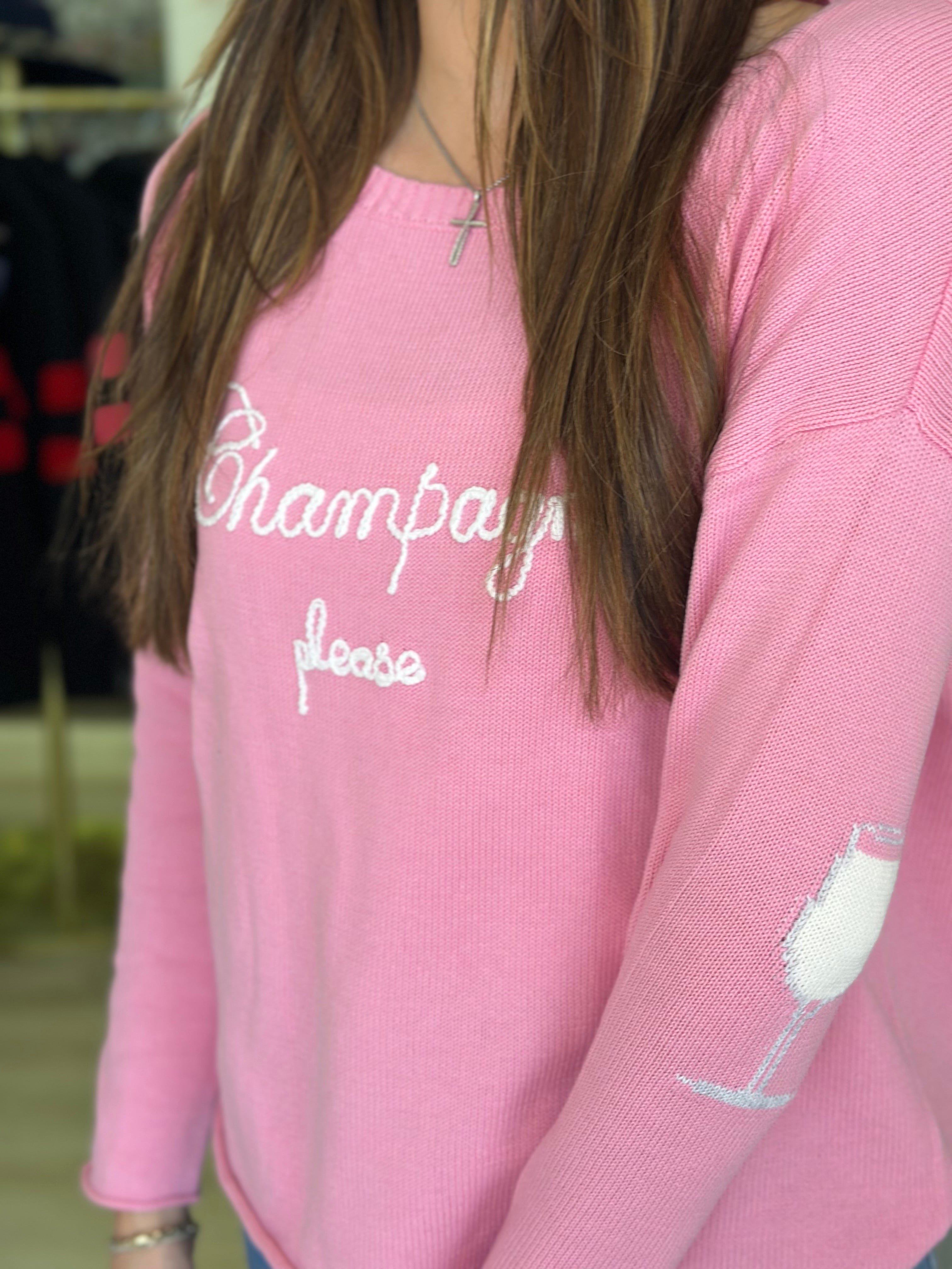 Pink Barbie Champagne Please Cotton Sweater