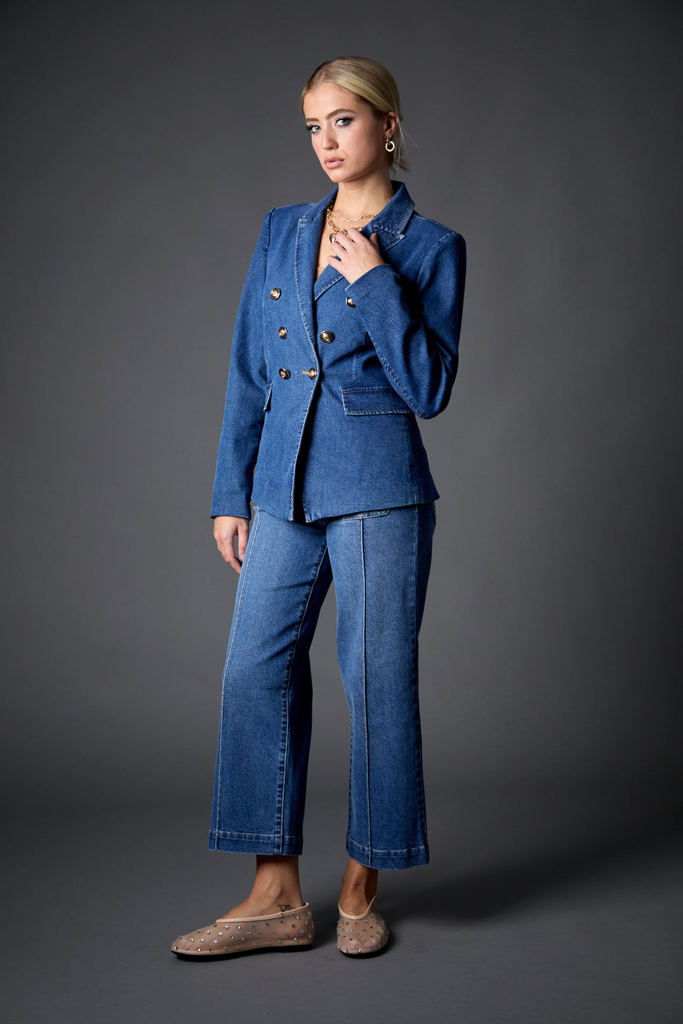 Patch Pocket Mid Rise Recycled Wide Leg Crop in MSSB