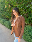 Helen Double Breast Breasted Blazer in Coffee and Tan