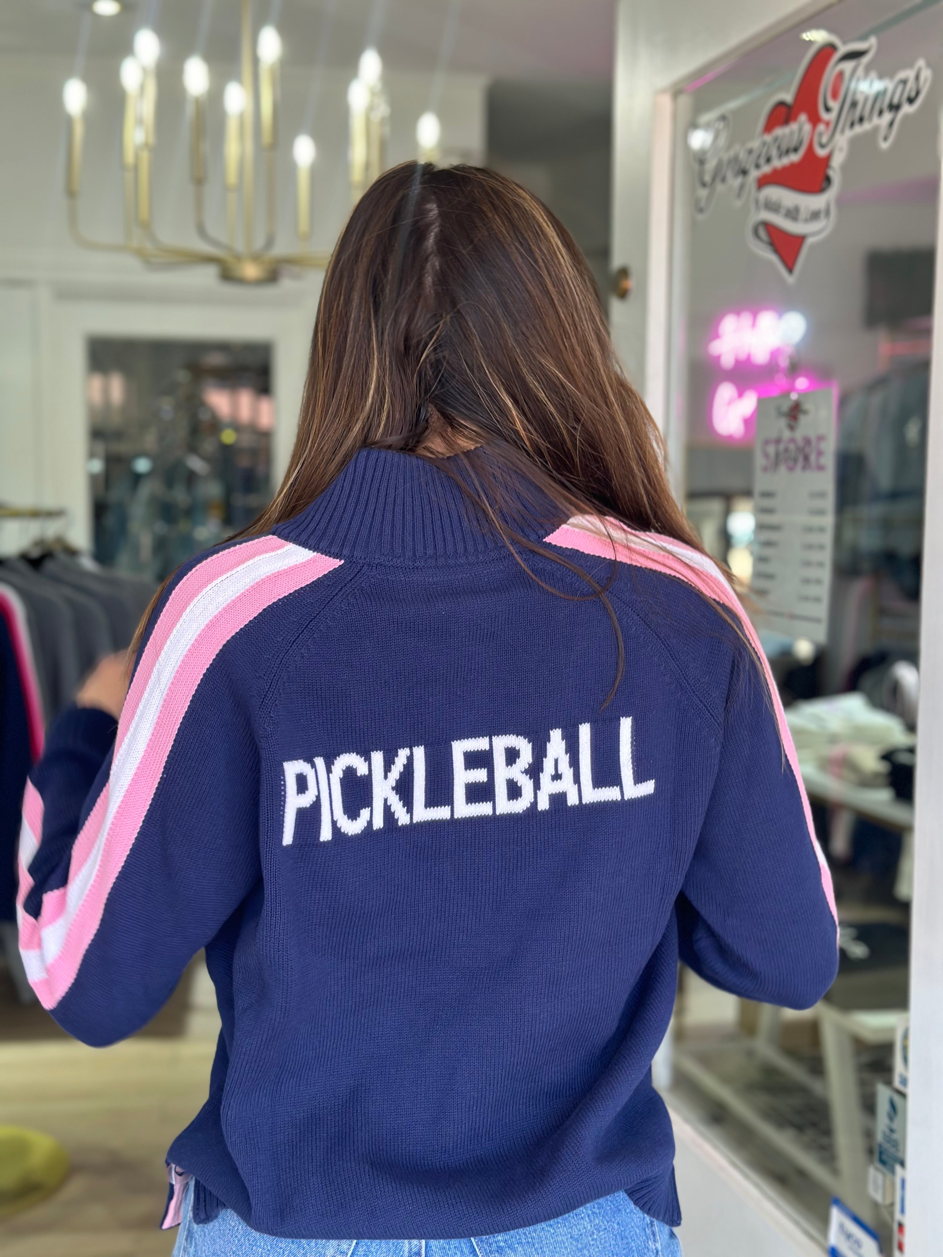 Pickleball 1/2 Zip  Cotton Sweater