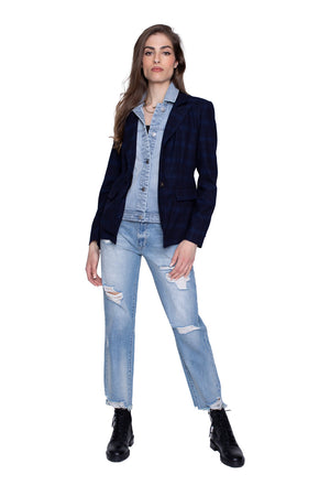 Helen Blazer in Navy With Denim Insert