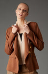 Helen Double Breast Breasted Blazer in Coffee and Tan