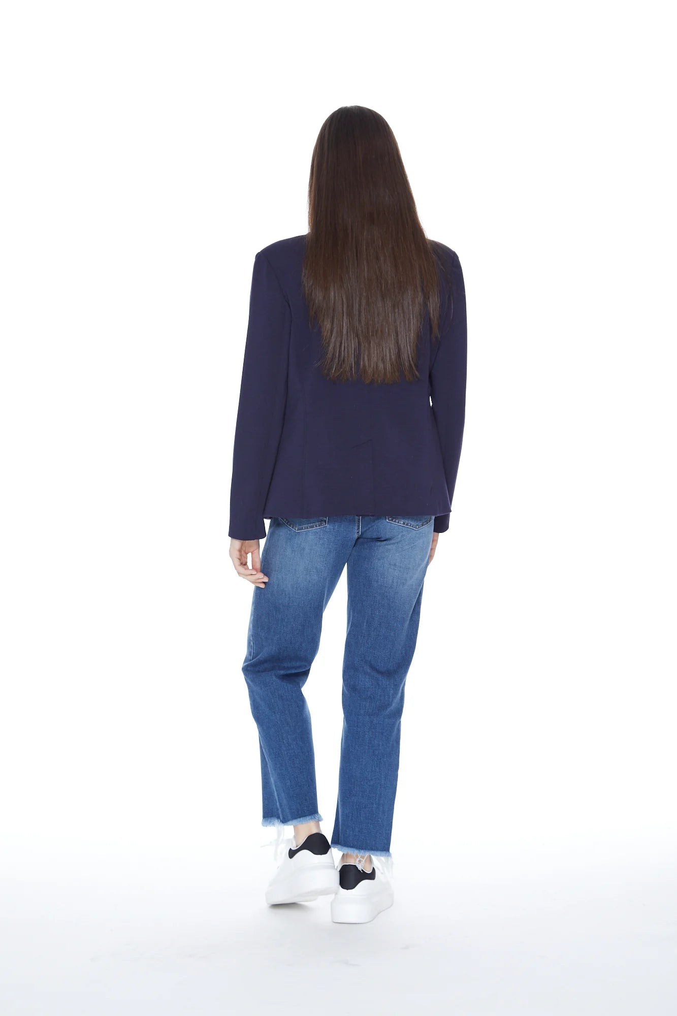 Helen Double Breasted Blazer in Navy and Heather