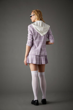 HOODED HELEN BLAZER IN LAVENDER HOUNDSTOOTH