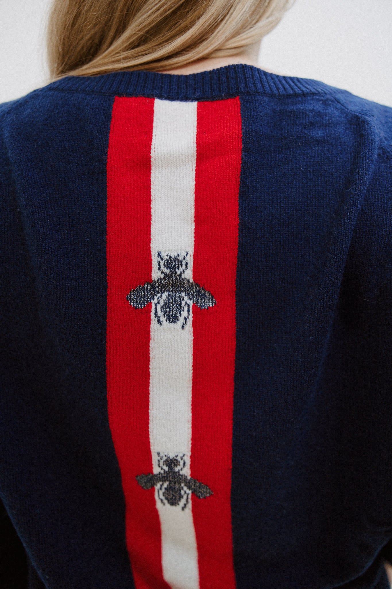 Classic Style Bee Stripe Cashmere Sweater