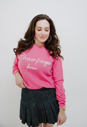 Champagne Please Crew Neck Cashmere Sweater
