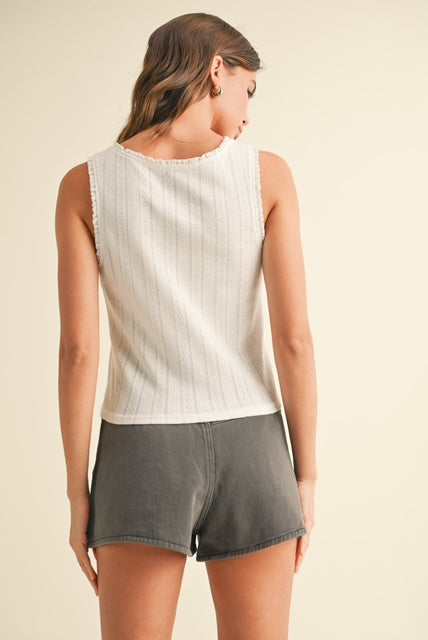 Pointelle Fabric With Mini Ruffle Top