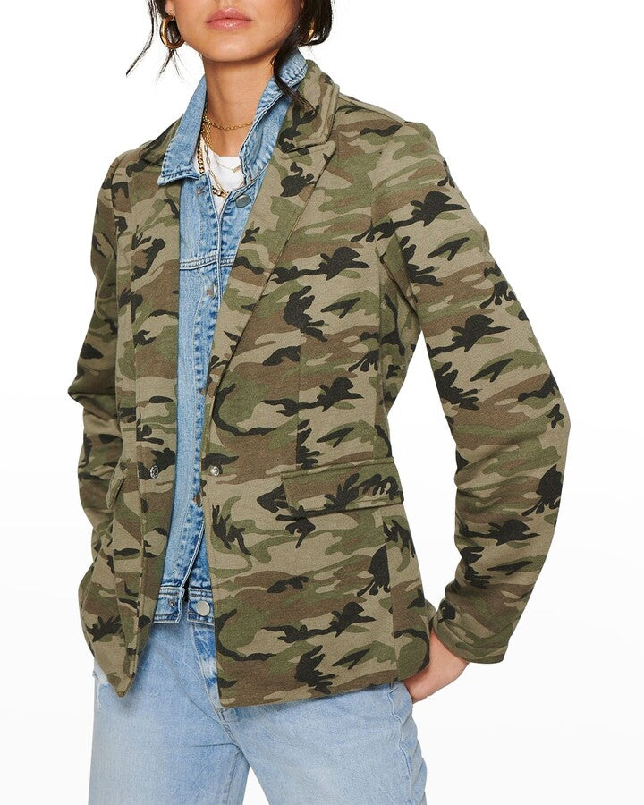 Helen Blazer in Camo with Denim Insert