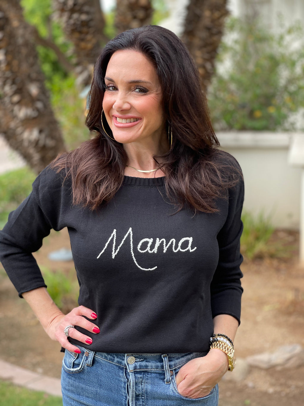 The Mama Embroidered Cotton Sweater